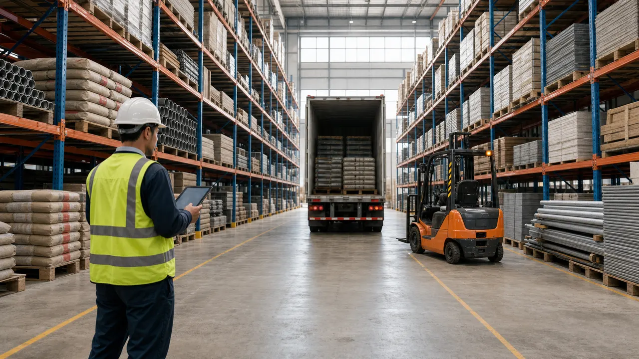 Building-material warehouse and delivery coordination